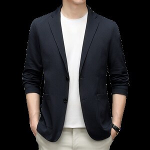 春秋季新款2022男装商务休闲中年男士西服外套小西装爸爸上衣图片