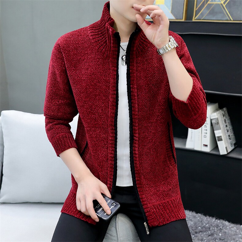 品质好秋冬季新款男士休闲毛衣立领外套百搭加绒雪尼尔8811-P50,男装针织衫/毛衣,星座1706