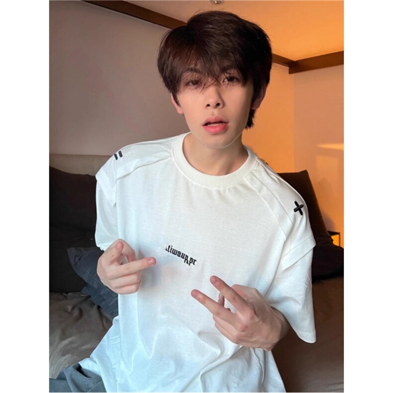 【原版做工240克重磅纯棉双纱面料】刺绣短袖T恤潮牌宽松情侣百搭，男装T恤，星座506A