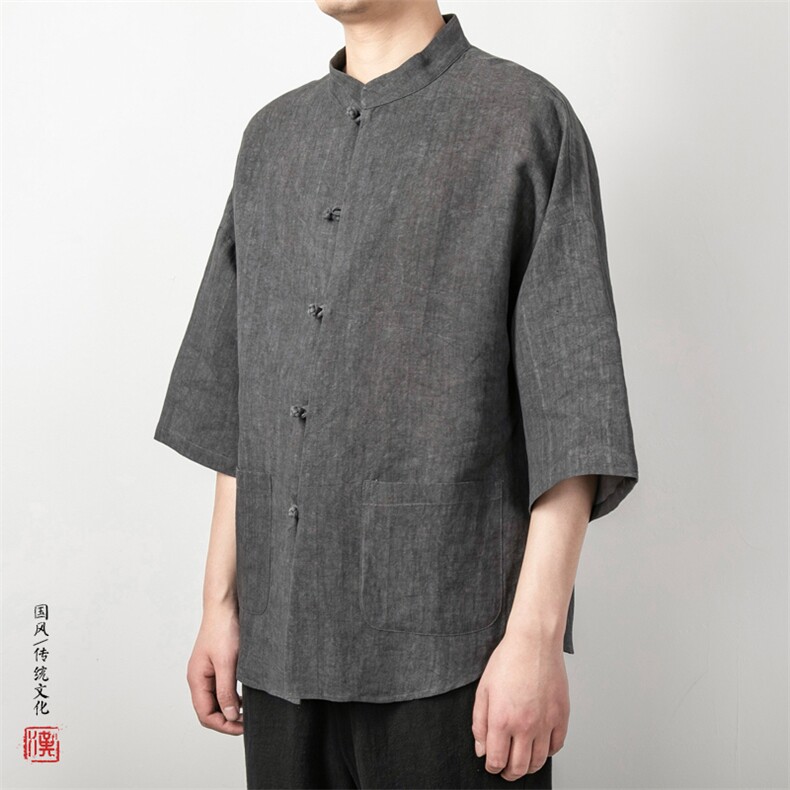 风男装棉麻炒色男士唐装盘扣衬衫C026P85,男装衬衫,钱塘802