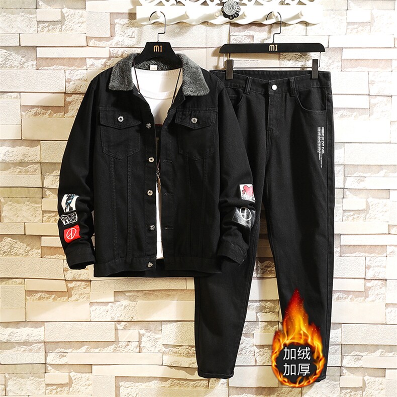 TJ616-708-p125限价168-加绒牛仔情侣套装男大码夹克牛仔外套男士，男装工装外套，星座103A