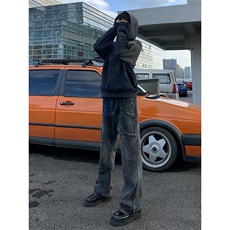 B221美式ins高街暗黑小众铆钉个性拼接牛仔裤LK23141-P65控88，男装牛仔裤，电商B221