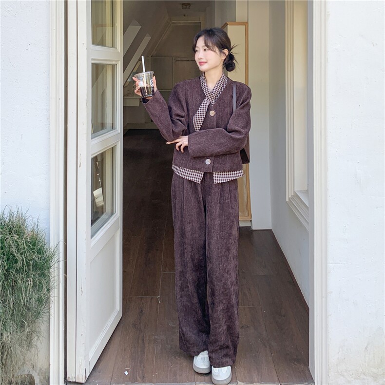 现货新款假两件上衣阔腿裤两件套26159P180K278,女装套装/套裙,2D035