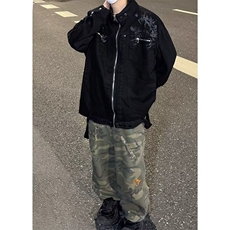 长袖常规款宽松型无品牌春秋冬立领提花外套男纯棉休闲潮牌2151，男装夹克，星座506