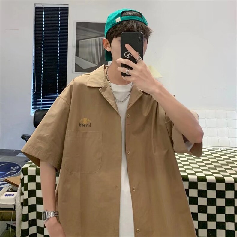 夏季短袖港风开叉印花衬衫C233P32,男装衬衫,星座1116-2