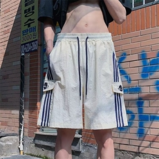 夏季休闲宽松短裤侧条纹带抽绳口袋DK1078p33，男装牛仔裤，星座1013