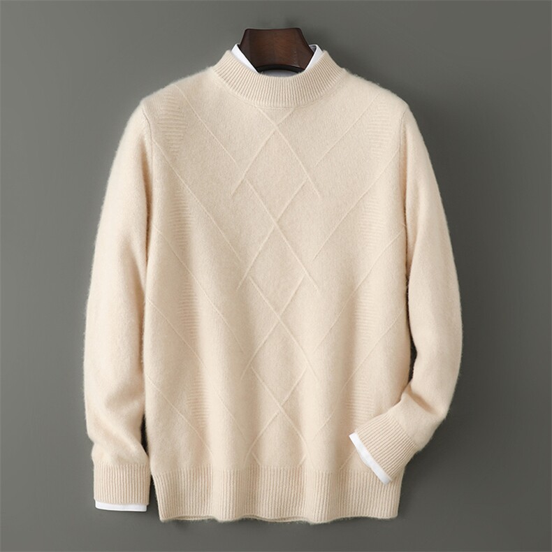2025百搭时尚半高圆领纯色羊毛衫，男装羊毛衫，千国羊绒