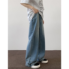 8XL-M特大码牛仔裤男美式高街裤子欧美复古倒装牛仔裤小众K968P50，男装休闲裤，电商D206-1
