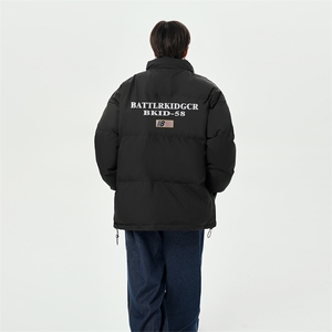 已注册日系抖音直播得物高品质宽松面包服棉衣外套M1103P65,中长款韩版黑色羽绒服怎么搭配图片