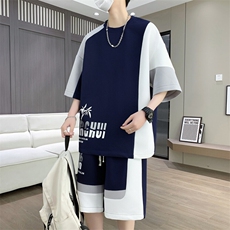 短袖短裤套装新款夏季冰凉感t恤帅气休闲运动套装A436-1106-P55，男装T恤，电商A436