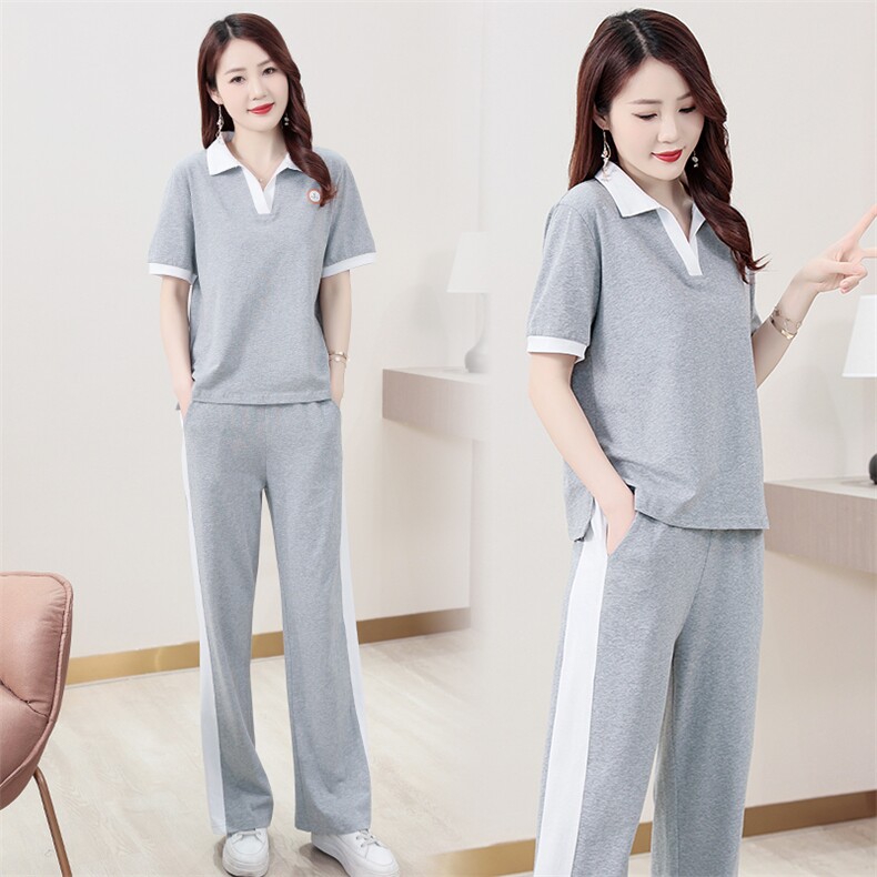 2024夏季新款女装运动套装简约时尚休闲两件套显瘦百搭舒适家居服,女装运动套装,凯瑟曼