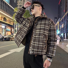 AY108/P128控168冬季社会小伙保暖百搭不过时格子面包服男图首1，男装棉衣，星座305B-1