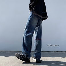 美式ins高街hiphop刺绣重工艺水洗直筒牛仔裤货号K689P55，男装牛仔裤，电商A063