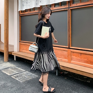 （新品）韩版宽松拼接荷叶边鱼尾T恤连衣裙88613-p115-k168图片