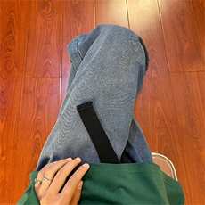 美式vibe宽松牛仔裤男女高街潮牌ins阔腿裤休闲直筒长裤N3932-p45，男装牛仔裤，星座1008