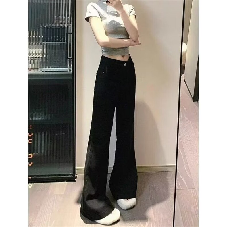 W10882-P38特批网图现货美式复古高街黑色微喇加绒加厚牛仔裤,男装牛仔裤,星座1608
