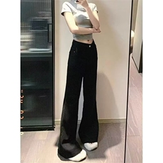 W10882-P38特批网图现货美式复古高街黑色微喇加绒加厚牛仔裤，男装牛仔裤，星座1608