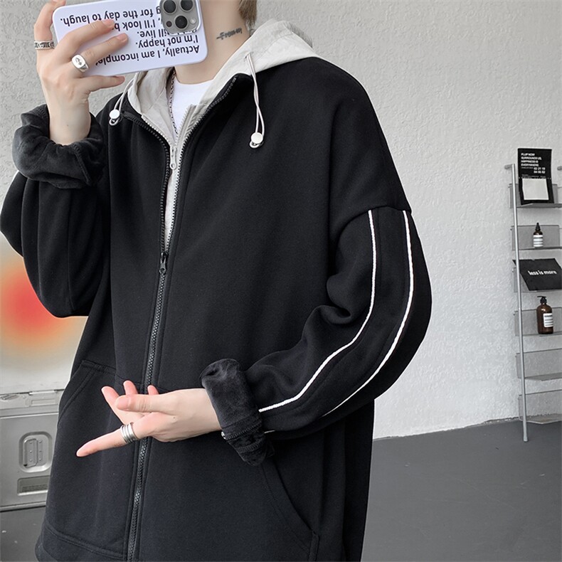 8XL-M秋季假两件加厚卫衣男棒球服夹克风衣外套WY36P78,男装夹克,电商D206-1