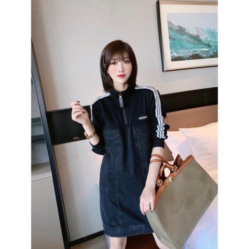 DG825春季韩版新款时尚拼牛仔连衣裙,女装连衣裙,L·H·X
