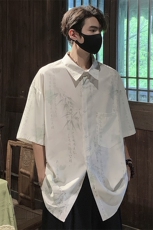特批P25无差价夏季新中式冰丝顺滑风小众五分袖衬衫男CD2266，男装衬衫，电商A001