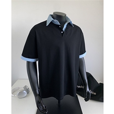25夏装新品假两件衬衫领短袖T恤POLO衫翻领上衣男H1077特P38，男装T恤，电商A341
