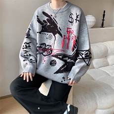 现货MY7138-特批65美式潮牌字母提花圆领毛衣小众（已注册），男装针织衫/毛衣，电商A059