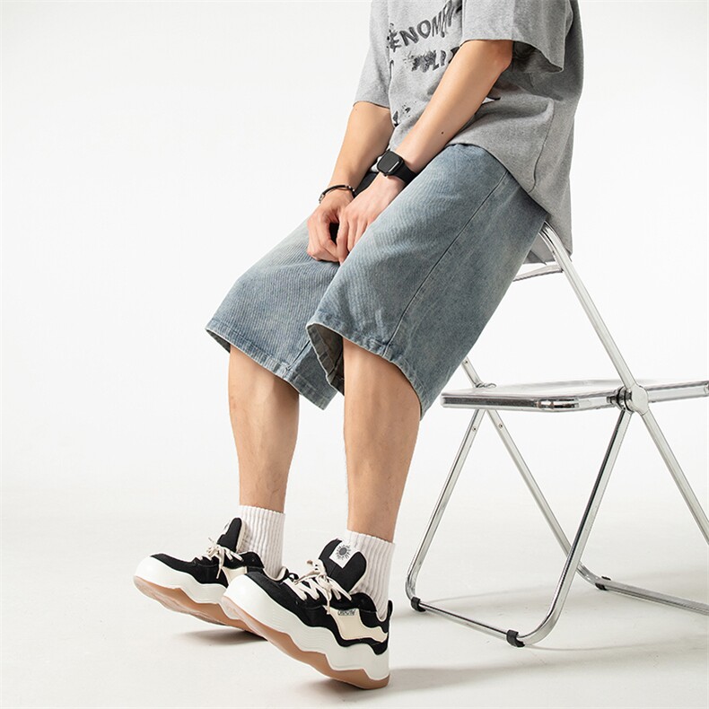 2024年夏季新款港风美式潮牌松紧腰阔腿牛仔裤短裤男DK836-P40，男装牛仔裤，星座313A(原308A-2)