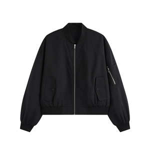 纯色短款棒球服秋装女装短版立领棒球服夹克外套F601P55