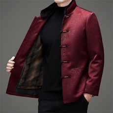 唐装羽绒服复古盘扣银狐貂内胆可脱卸中年外套爸爸装MJ595-P225，男装羽绒服，星座1105-3