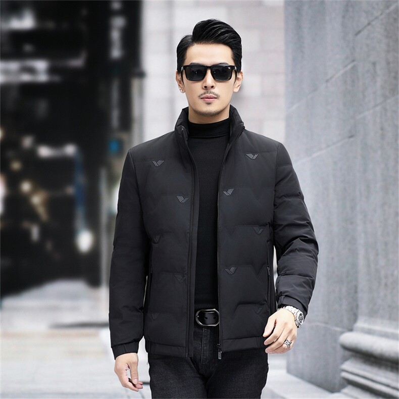 高端中年80白鹅绒羽绒服夹克冬季新款男士潮牌加厚立领羽绒服外套图片