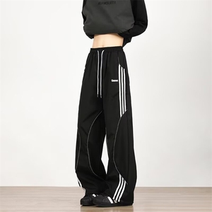 美式条纹拼接休闲运动裤男女hiphop街舞工装裤机能登山K6042-P39,mkmj运动内衣搭配图片