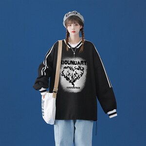 白底 美式hiphop慵懒风V领套头卫衣潮牌印花上衣B22--P55控68--图片