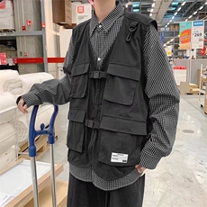 工装马甲男口袋港风潮流2023春夏季新款ins上衣宽松外套W2377-P35，男装背心/马甲，星座412-2