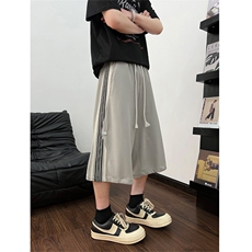 2025夏季新款泡泡斜针织蕾丝花边宽松休闲七分裤男2555特批控78，男装休闲裤，电商C305A