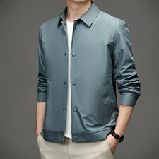 2023春季新款中年男士时尚纯色翻领休闲高端夹克外套宽松百搭男装，男装夹克，电商B212（原钱塘6029）