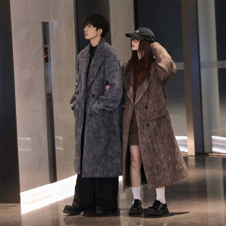 情侣装中长款毛呢大衣男女韩系高级感炸街风衣外套 812-F639-P138图片