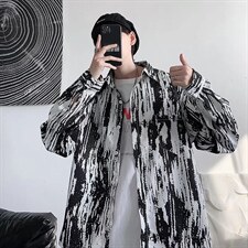 长袖衬衫男港风嘻哈潮外套C9537P30图片