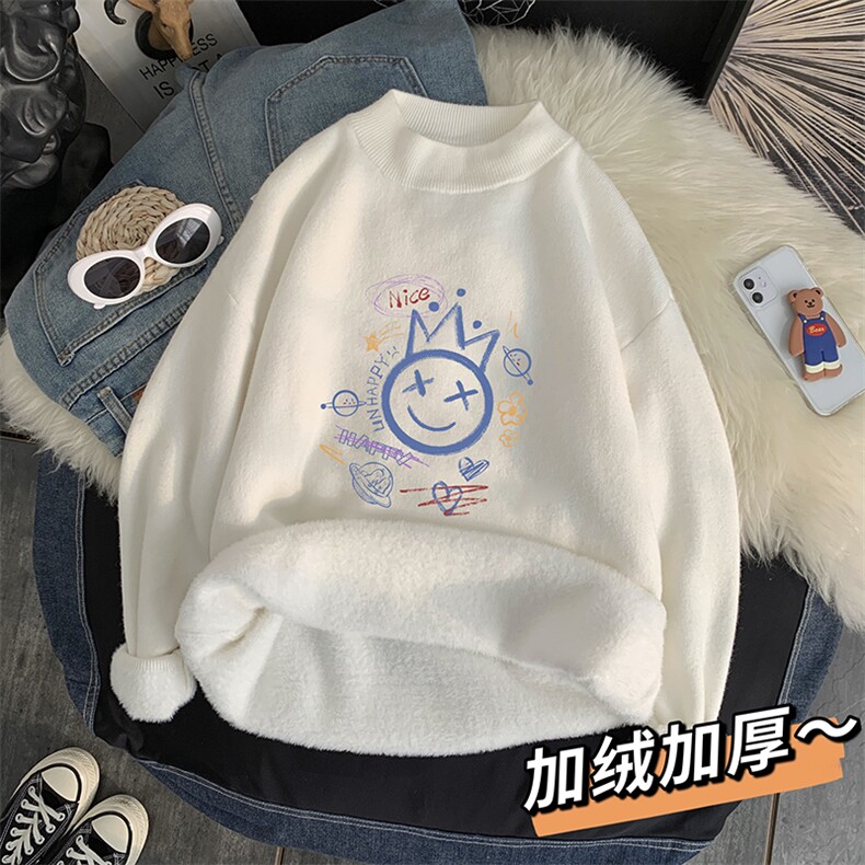 M18180-P45 加绒款-P65半高领毛衣男士大码针织衫男毛线衣男图片