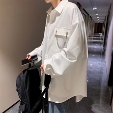 C209-P32衬衫男长袖高级感设计小众衬衣外套痞帅潮牌美式，男装衬衫，电商B323A