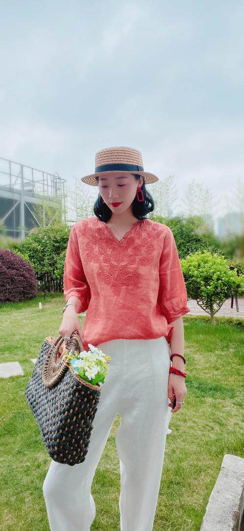 纯苎连衣裙小衫裤子裙子衬衣 时尚风 风淑女风休闲风，女装连衣裙，川哲