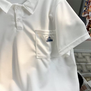 夏季新款纯色上衣纽扣口袋短袖Polo衫 CY308 P30图片