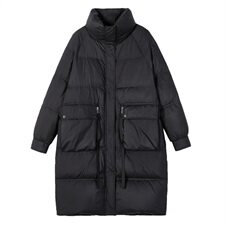 2020冬装新款简约时尚中长款羽绒服保暖外套纯色，女装羽绒服，依万里