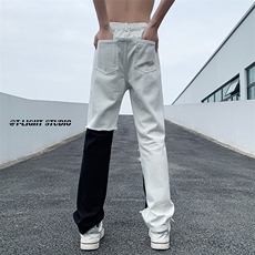 B221美式ins高街暗黑小众情侣个性破洞牛仔裤LK23046-P70控98，男装牛仔裤，电商B221