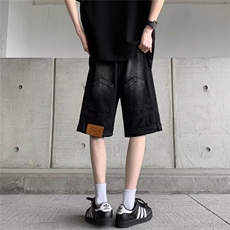 美式倒装牛仔裤男高街vibe宽松直筒短裤潮牌休闲五分裤55077-p45，男装牛仔裤，星座1008