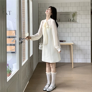 2026春季新款小香风拼接雪纺千金风连衣裙 2B115-2605-P155-K248图片