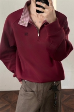 秋冬男士美式半拉链立领运动卫衣男女潮牌秋季情侣外套Polo衫p55，男装Polo衫，电商B319