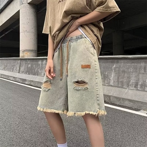破洞牛仔裤男韩版潮流痞子帅高街2024夏季新款ins五分裤RK285-P35图片