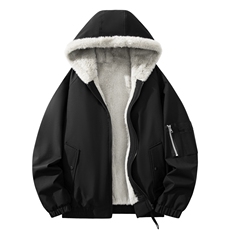 自家图有视频加绒毛领棉衣冬季新款雕宽松连帽派克棉服M2555p88，男装棉衣，电商D315