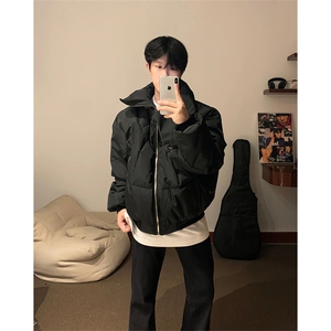 高质量现货 骑士盔甲羽绒棉服男leanfit不规则高领棉衣图片