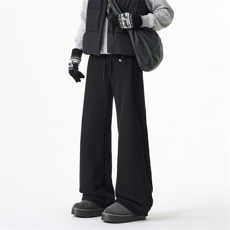 冬季新款加绒保暖百搭纯色宽松休闲卫裤B315-K858JR-特p40控78,男装休闲裤,电商B315